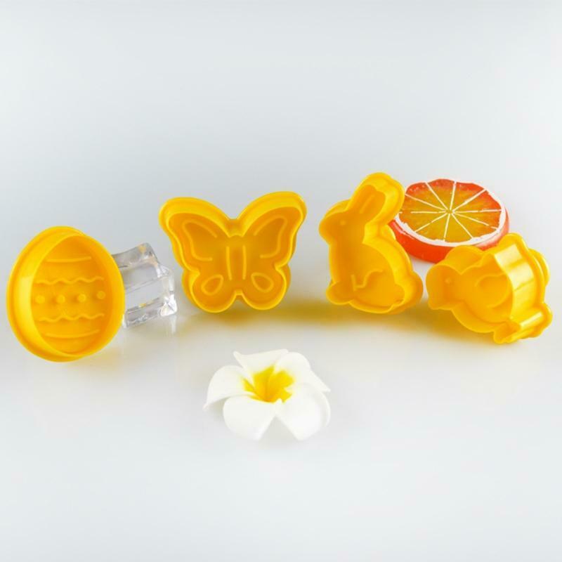 4pcs/set Butterfly,Rabbit,Chick,Easter Egg Shape Animal Plastic Fondant Cookie