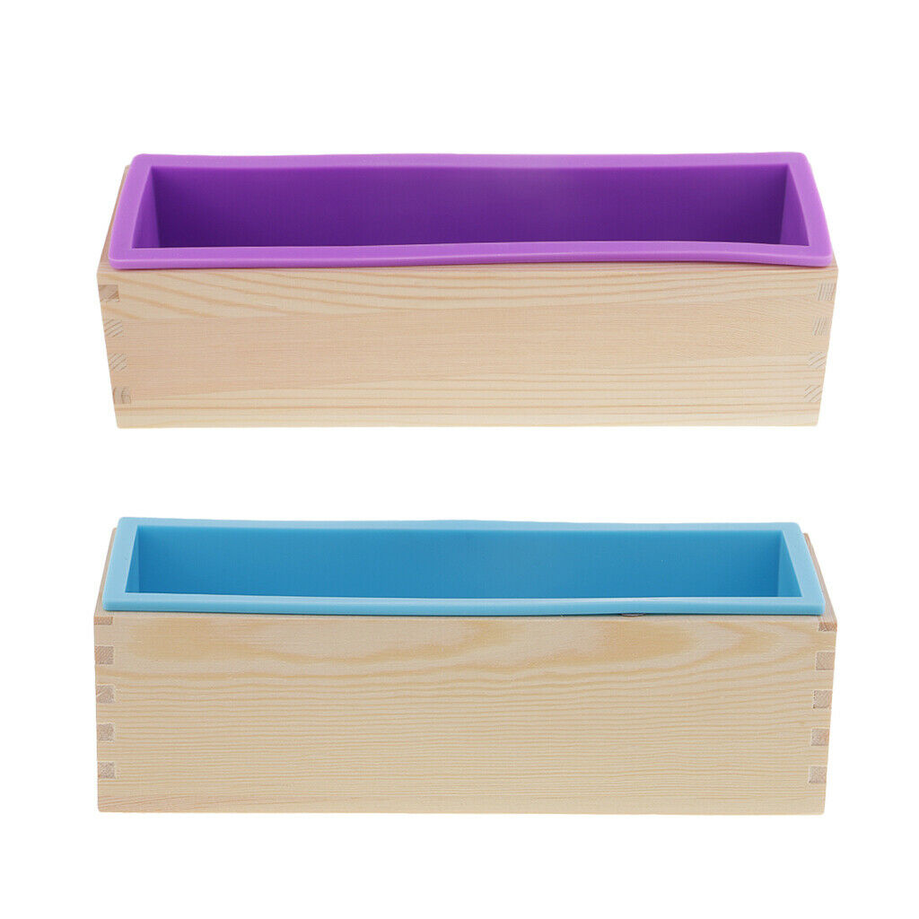 2Pcs Soap Silicone Loaf Mould Wood Box Bread Pastry Baking DIY Soap Making Tools