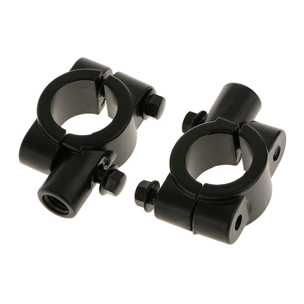 2 Pieces Motorcycle Bike Handlebar Mirror Fixing Bracket Matte Black
