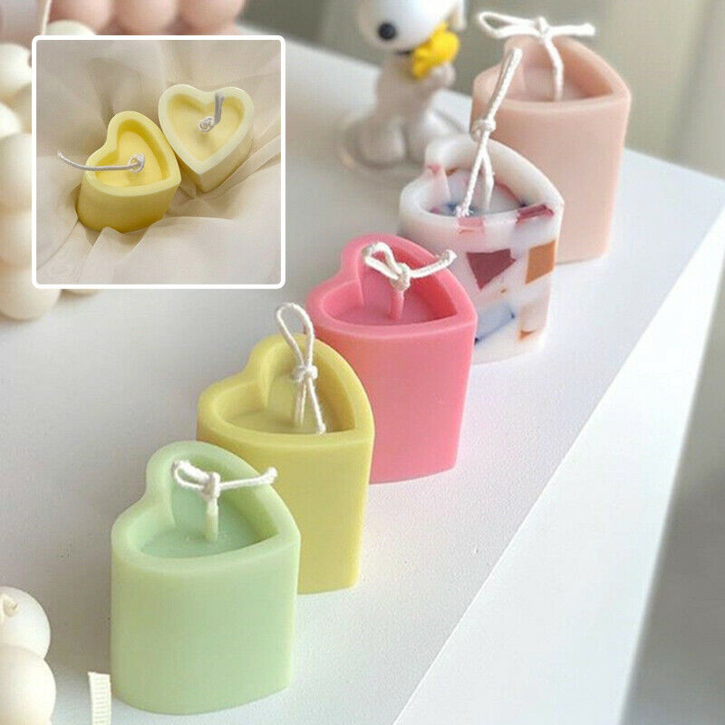 Love shape Acrylic Candle Mold  DIY Handmade Soap Making Cake Decorat*wkM XG Qx