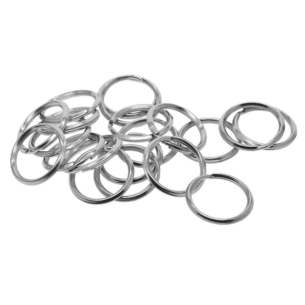 40pcs Stainless Steel Key Rings Split Ring Hoop Double Loop Connectors 20mm