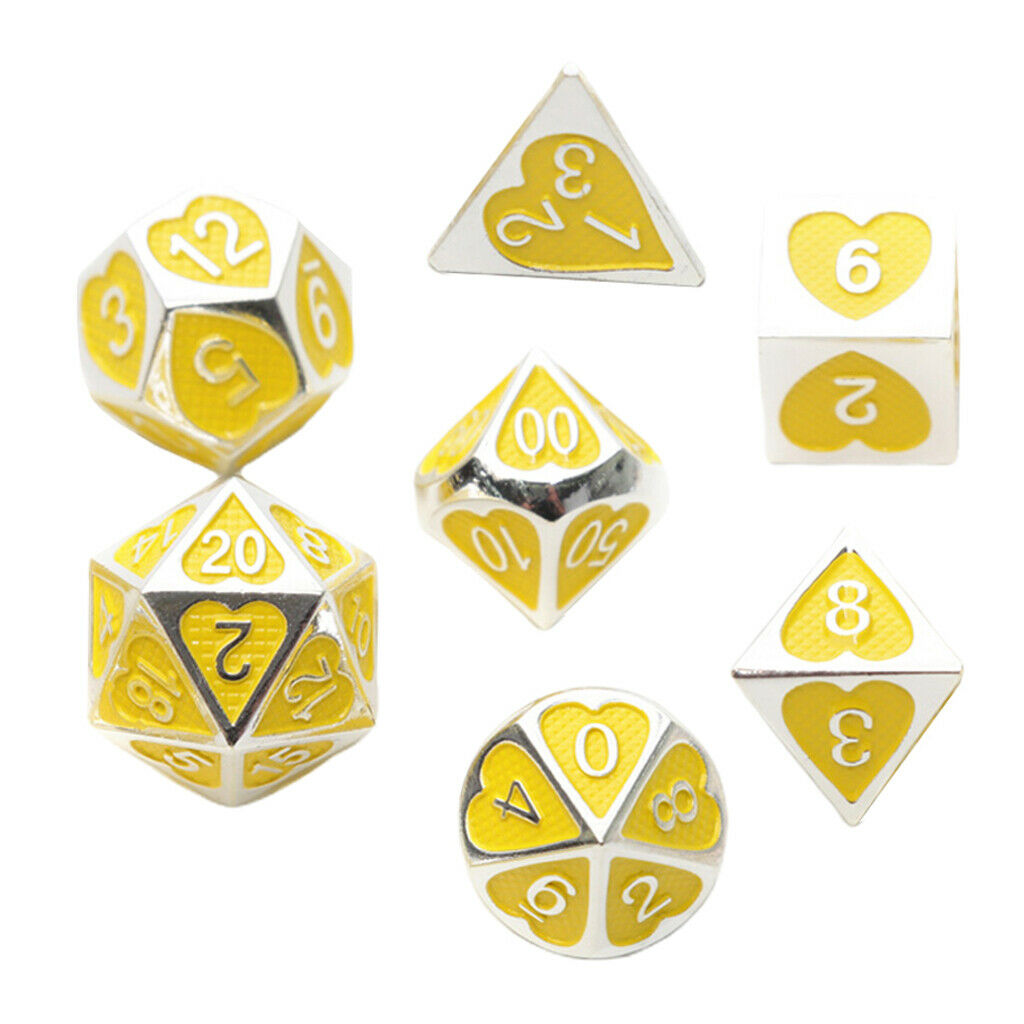 Set of 7 Heart Shape Multi Side Dice Set for MTG DND RPG Party Supplies A