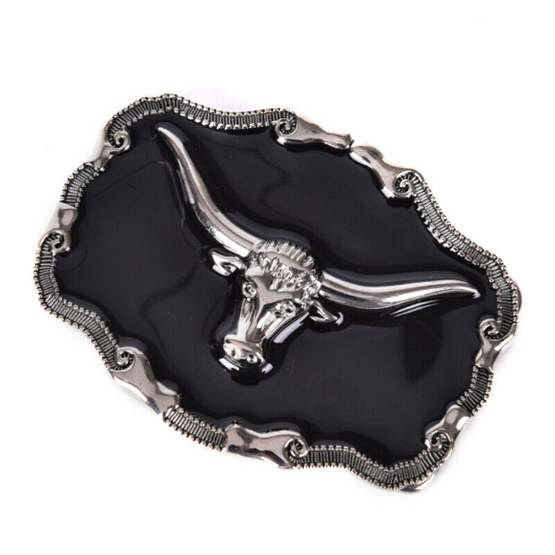 Long Horn Bull Western Belt Buckle Golden Texas Cowboy Large Western Buckles  TH