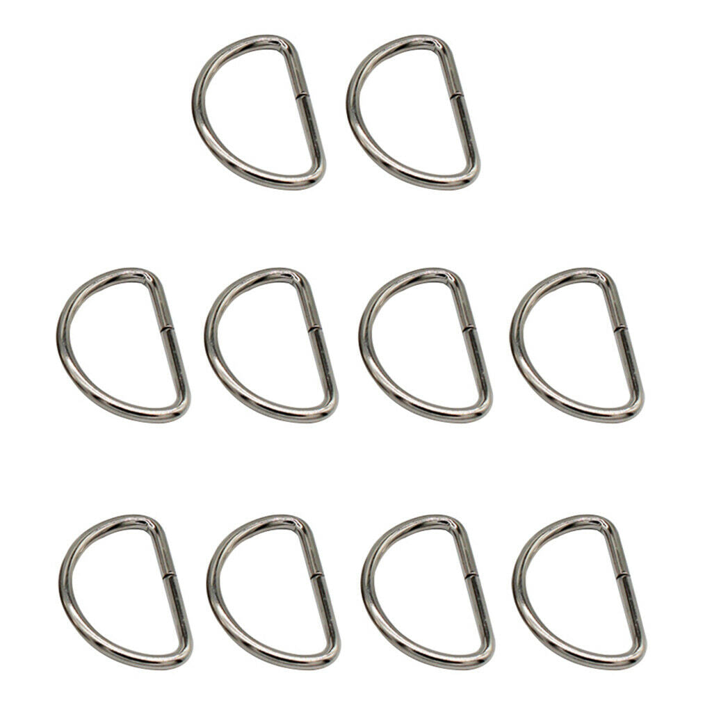 10 Pieces 1 Inch/25mm Non-welded Metal D Rings Fasteners for Paracord Belt