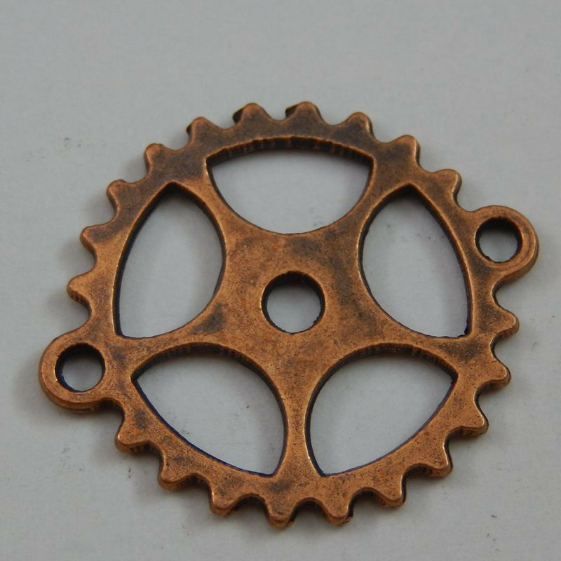 50024 Red Copper Alloy Five-pointed Star Gear Wheel Pendants Charms Jewelry20pcs
