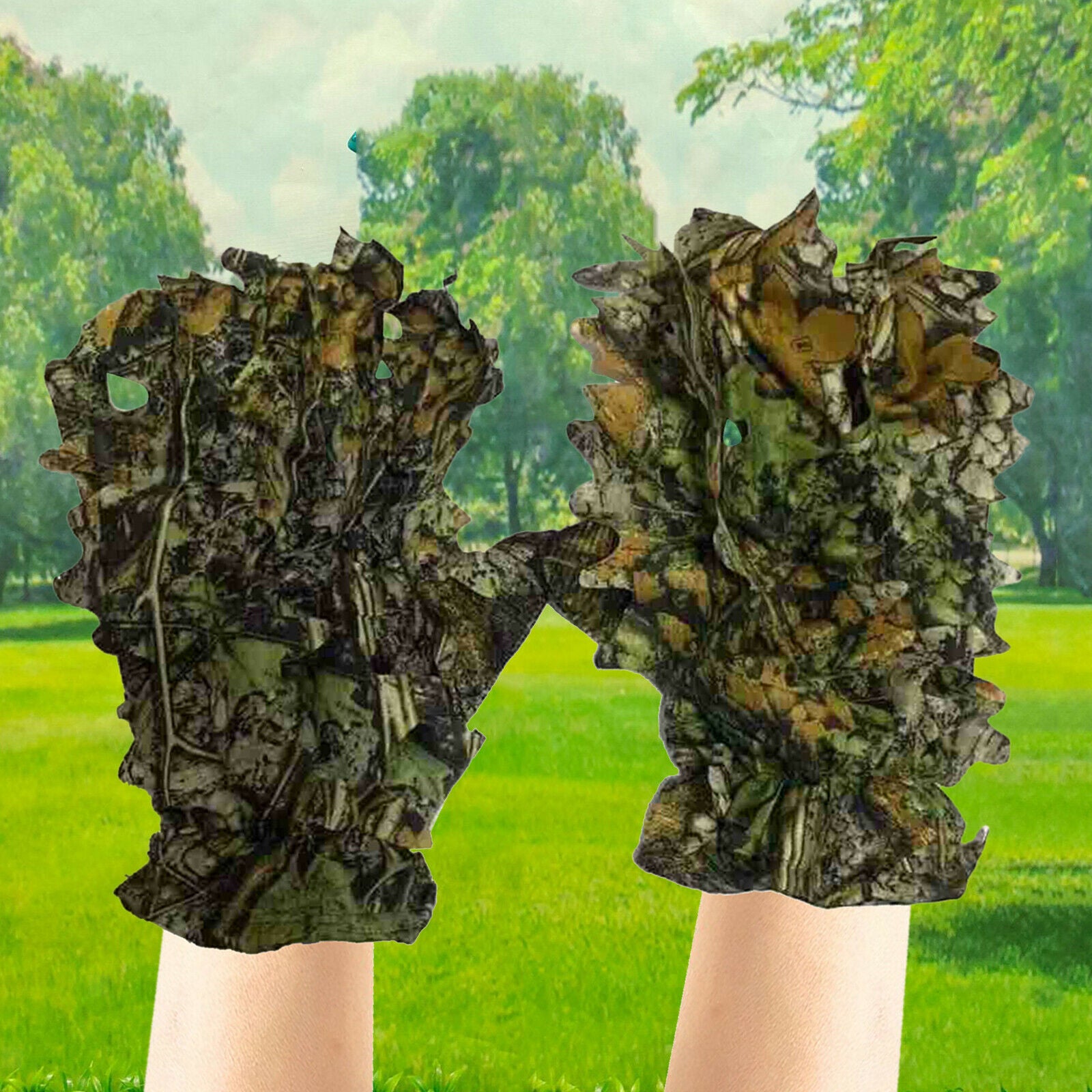 Pair Outdoor Bionic Camouflage Thin Gloves Climbing Cycling Shooting Hunting