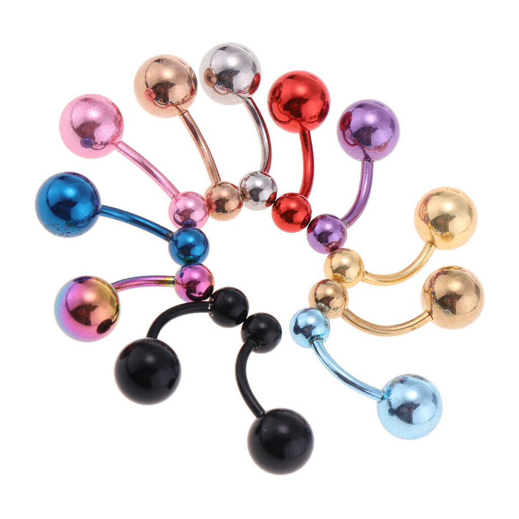 12 Pcs Belly Button Ring Piercing Navel Bar Colorful Ball Bar Body Jewellery