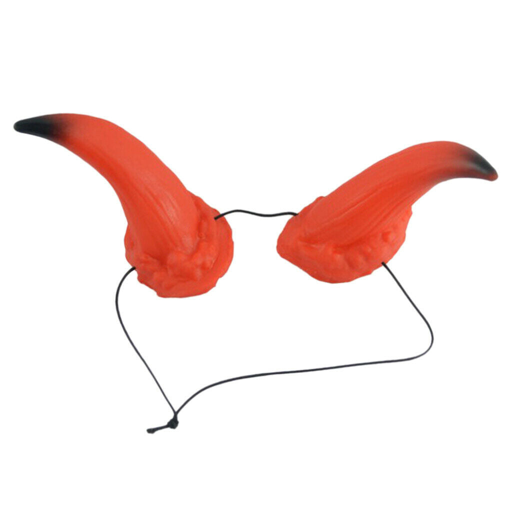 Red Devil OX Horns Headwear Costume Hair Accessories Headband Halloween Hoop