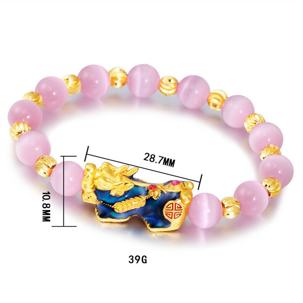 Feng Shui Obsidian Carved Pixiu Bracelet Attract Wealth Jewelry Gift Pink