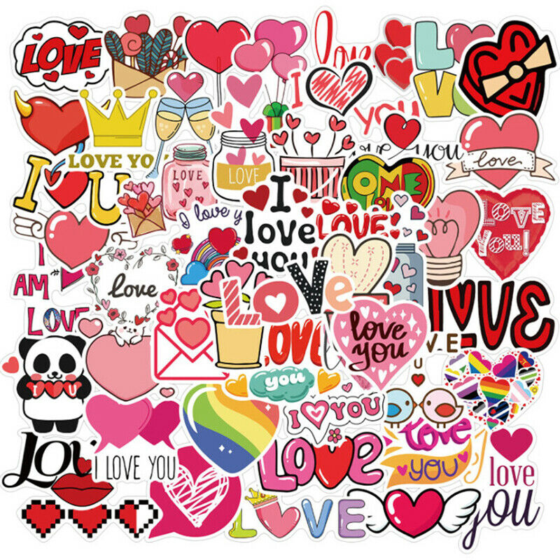 Cartoon Valentine's Day Stickers For Laptop Phone Skateboard DIY Scrapbook*5BDA