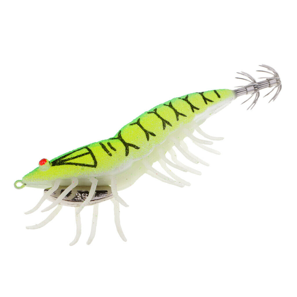 Glow in Dark Squid Jig Hooks Shrimp Fishing Lures with Luminous Soft Leg 01