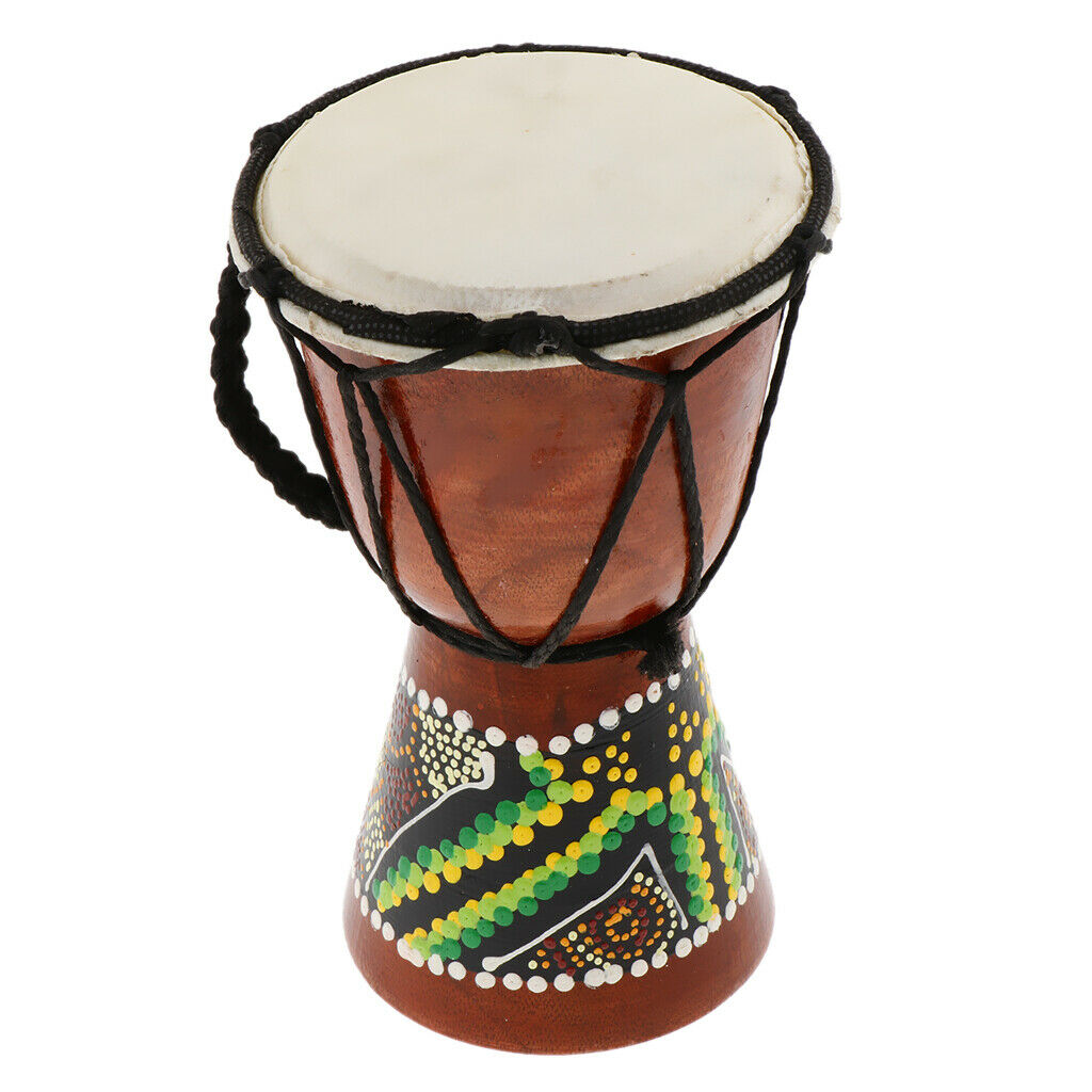 3 Pcs 15cm Djembe Drum with Hand Painted Design - West African Bongo Drum