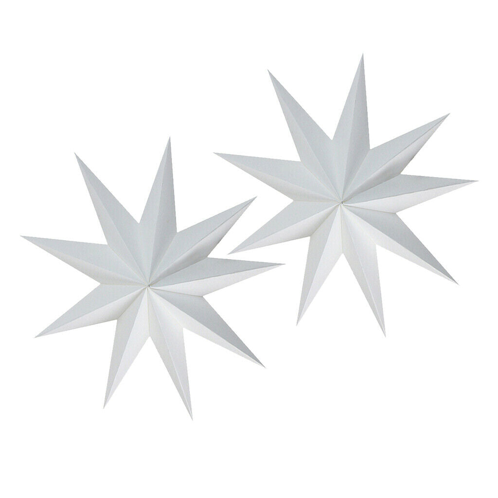 2x White Stars Paper Star for Christmas Party Holiday Home Hanging Decor