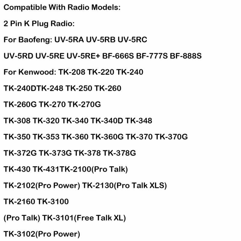 1Pcs Single Ear PTT Behind the Head Headset For Kenwood TK-3107 Baofeng Radio B5