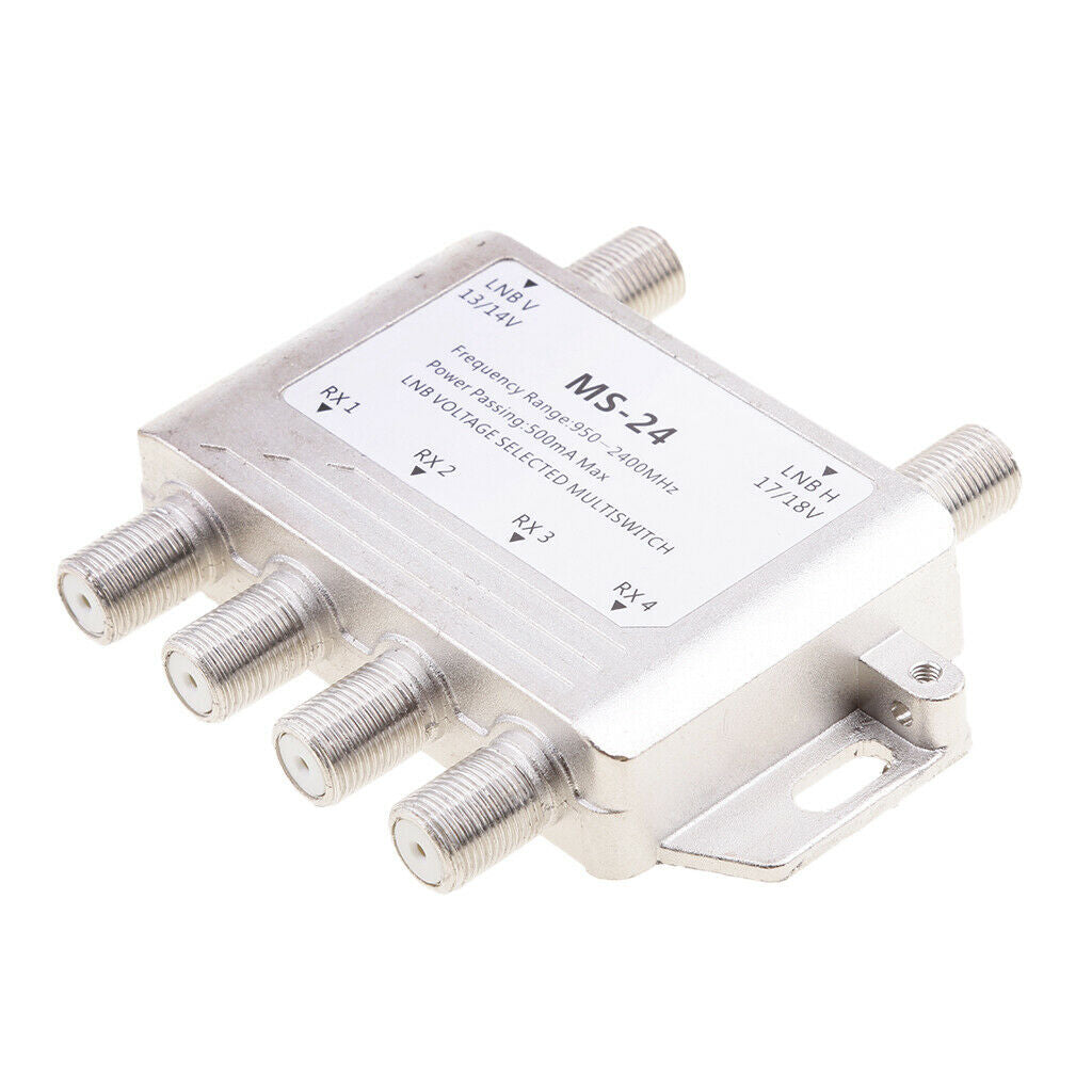 Alloy 2x4 Way LNB Voltage Selected   Satellite Multi Switch 2 In 4 Out