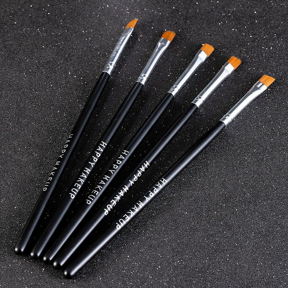 5x Eyebrow Inclined Flat Angled Brushes Eyeliner Eyeshadow Makeup 16.5cm/6.5"