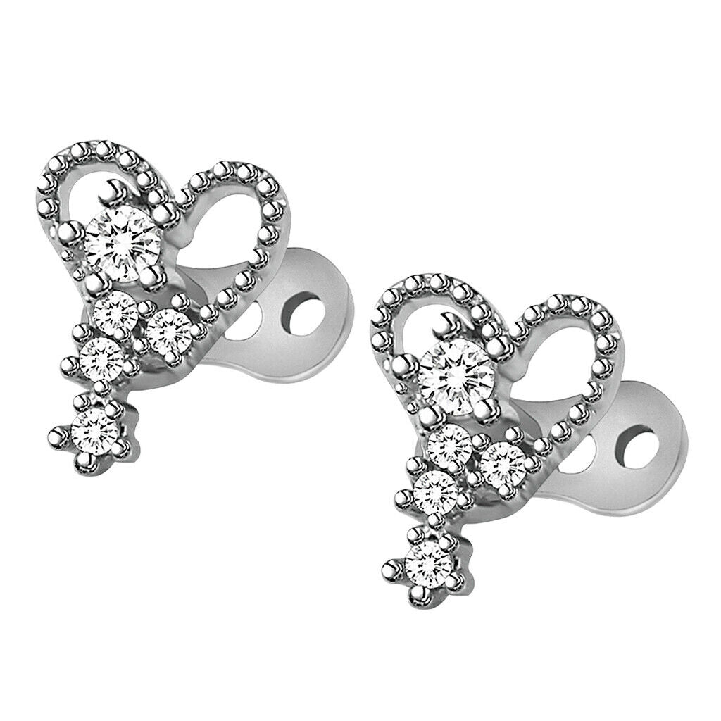 2pcs Dermal Anchor Tops and Base Titanium Steel Piercing Jewelry Heart 2