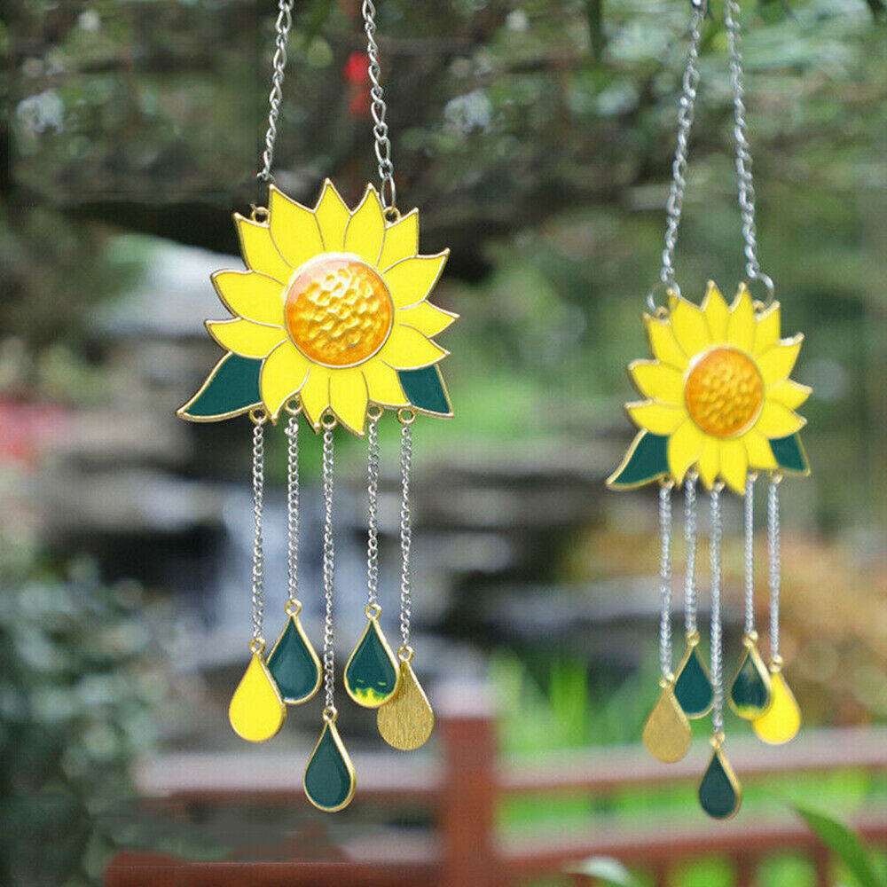 Sunflower Wind Chimes Outdoor Yard Garden Home Decor Ornament Hanging SunCatcher