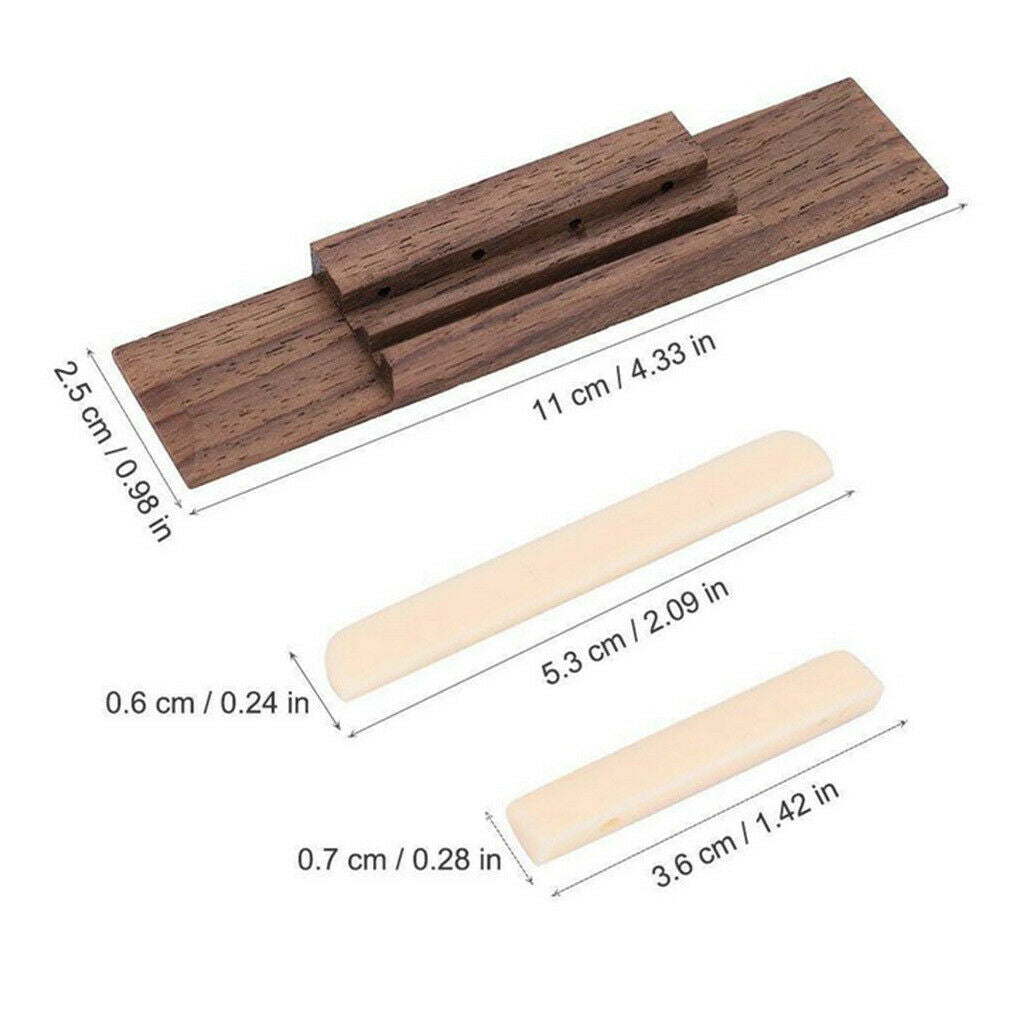Rosewood Ukulele Bridge 4 String Hawaii Guitar Bridge Saddle and Nut, High