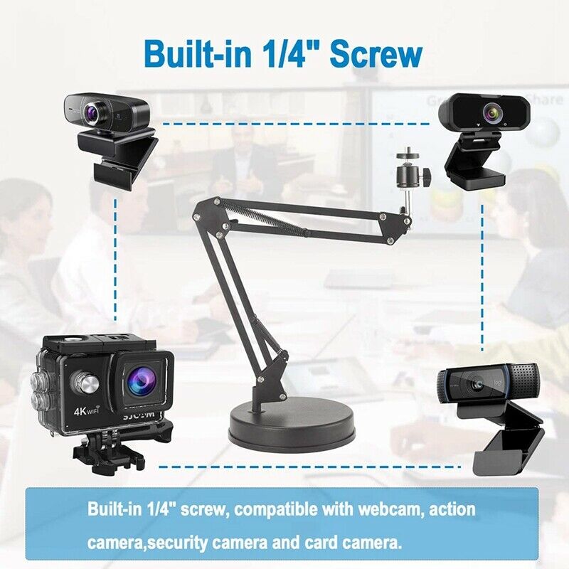 Desktop Webcam Stand 22 Inch Suspension Boom Scissor Arm Stand with Base,ComF3I7