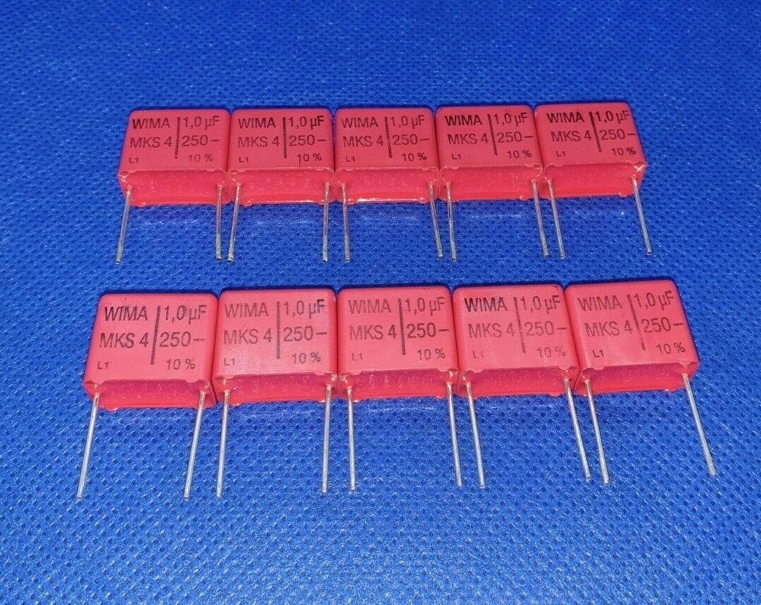 20pcs NEW WIMA MKS4 1uF 250V 10% 15mm HI_END TUBE AMP CAPACITORS FOR AUDIO!