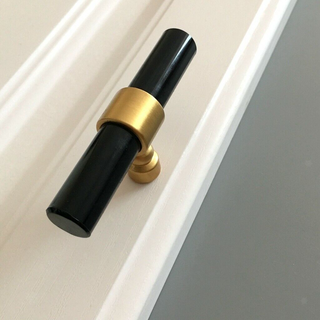 Kitchen Pull Handle Acrylic Cupboard Door Spindle Rod Bar Black 81mm