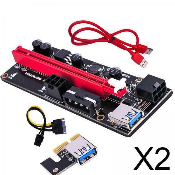 2x PCI-E 1x to 16x Graphic Extension USB3.0 Adapter Card 4 Solid Capacitors