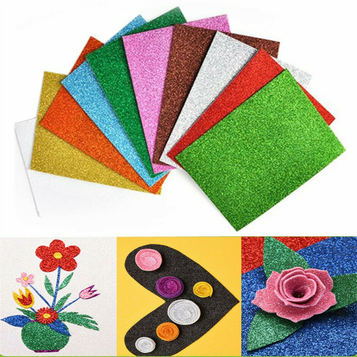 2pcs Glitter EVA Foam Paper Sheet Sponge Soft Handmake  Kids DIY Crafts 20x30cm