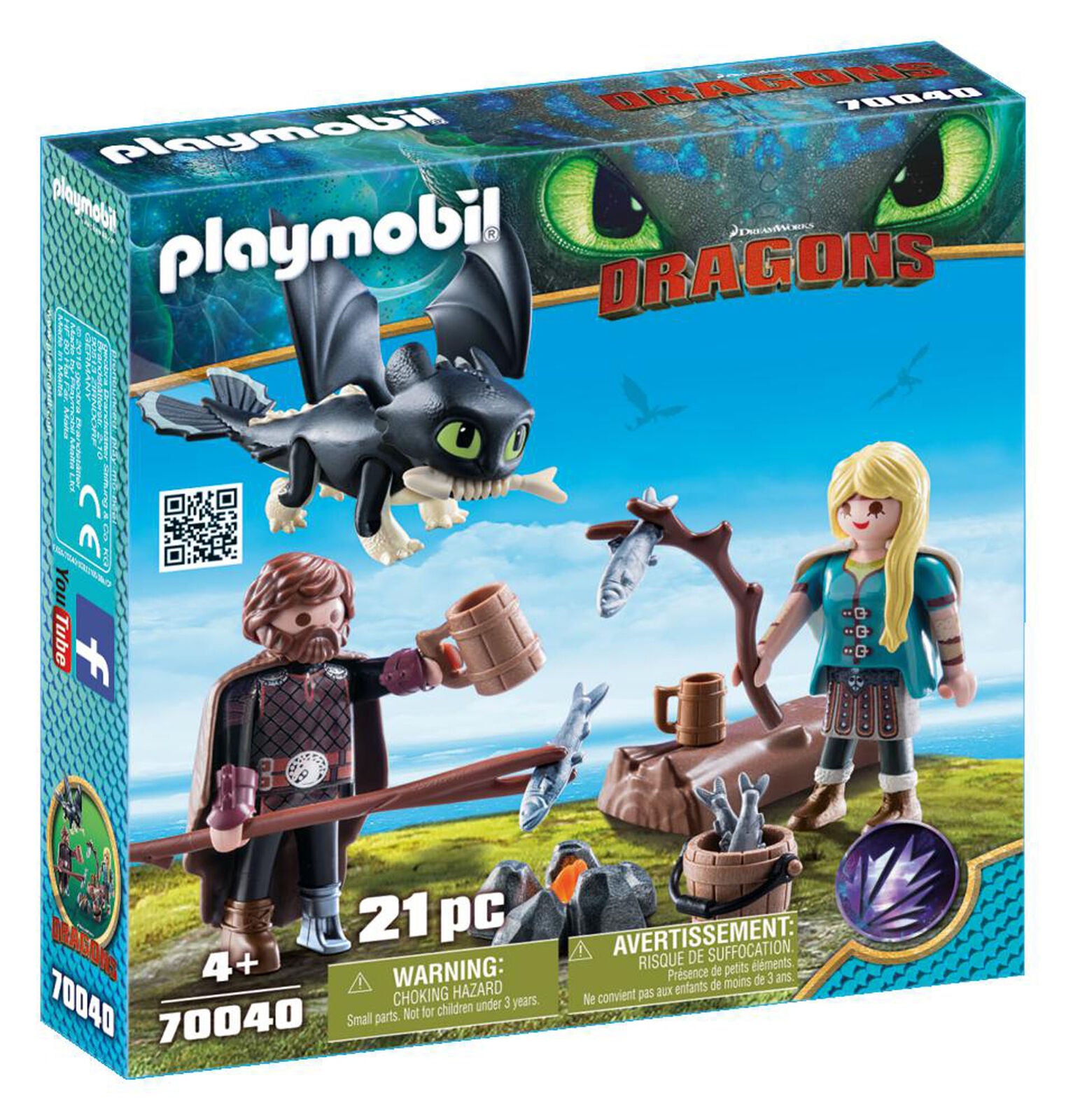 70040 Playmobil Dragons Hiccup and Astrid with Baby Dragon 21 Pieces Age 4yrs+