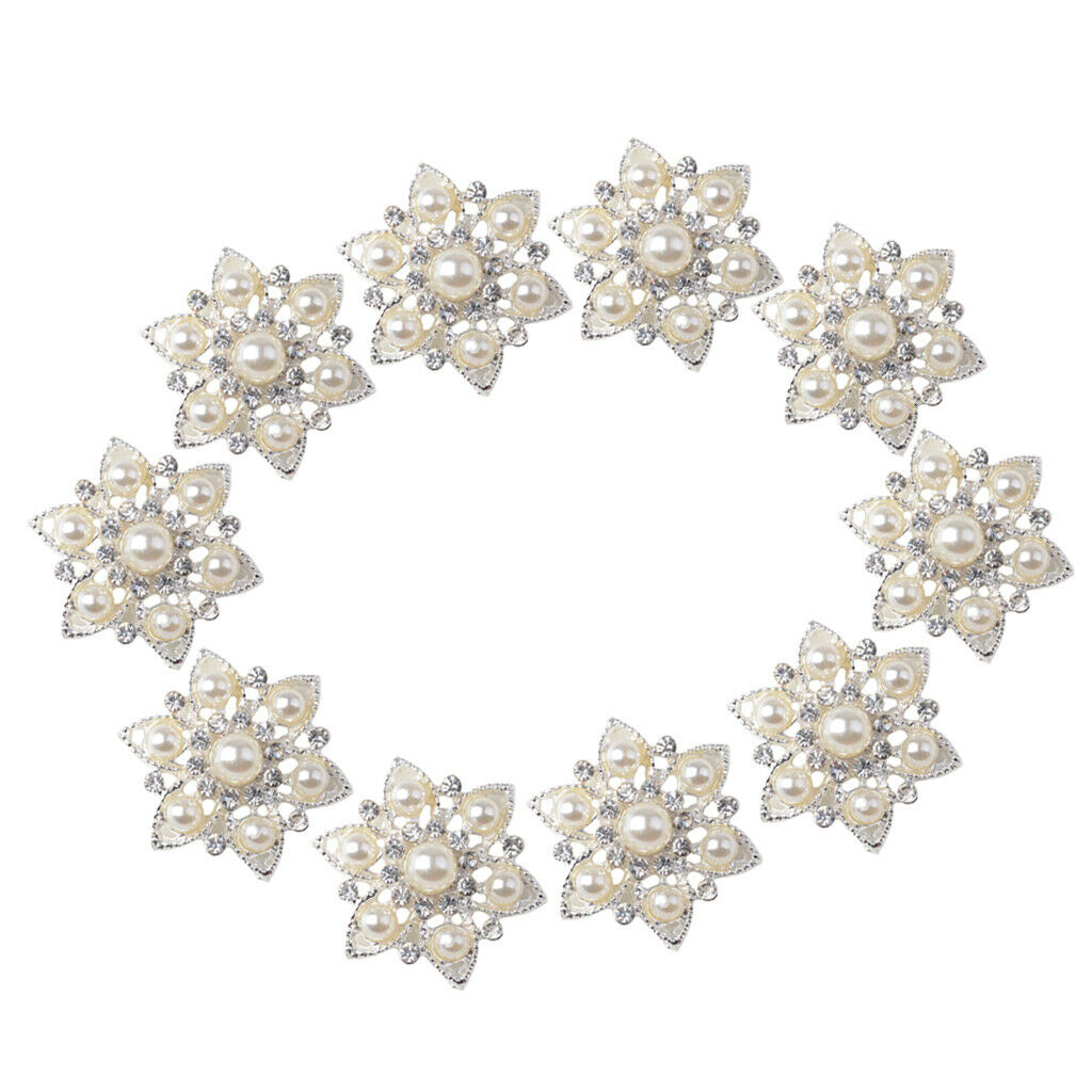 10x White Pearls Flatback Rhinestone Crystals Cabochon DIY Art Scrapbook