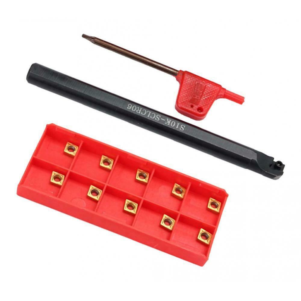 S10K-SCLCR06 Lathe Turning Tool Holder Kit with 10x CCMT060204 Inserts