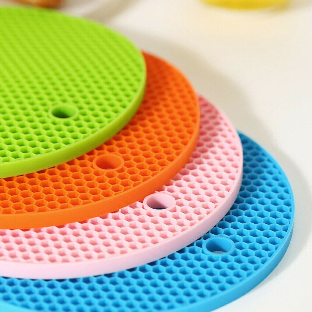 4X Silicone Round WaterProof Washable Non-slip  Resistant Trivet Mat