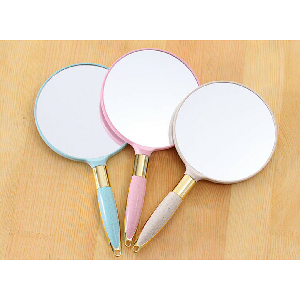 Portable Plastic Handheld Mirror for Vanity Makeup Home Salon Travel Beige