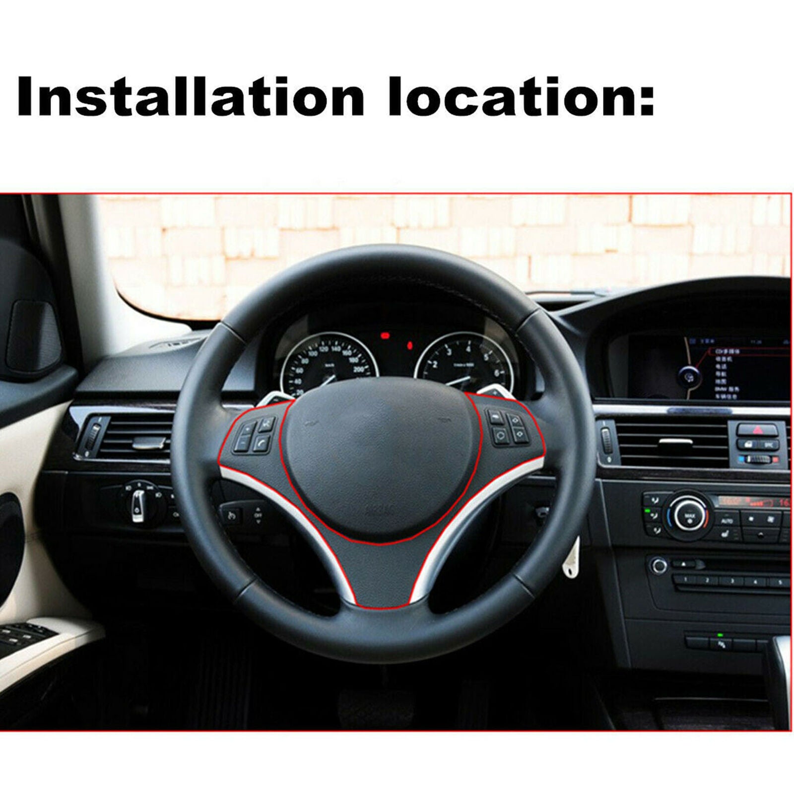 Steering Wheel Cover Decor Trim For BMW 3Series E90 325i 335i 05-12 Carbon Look