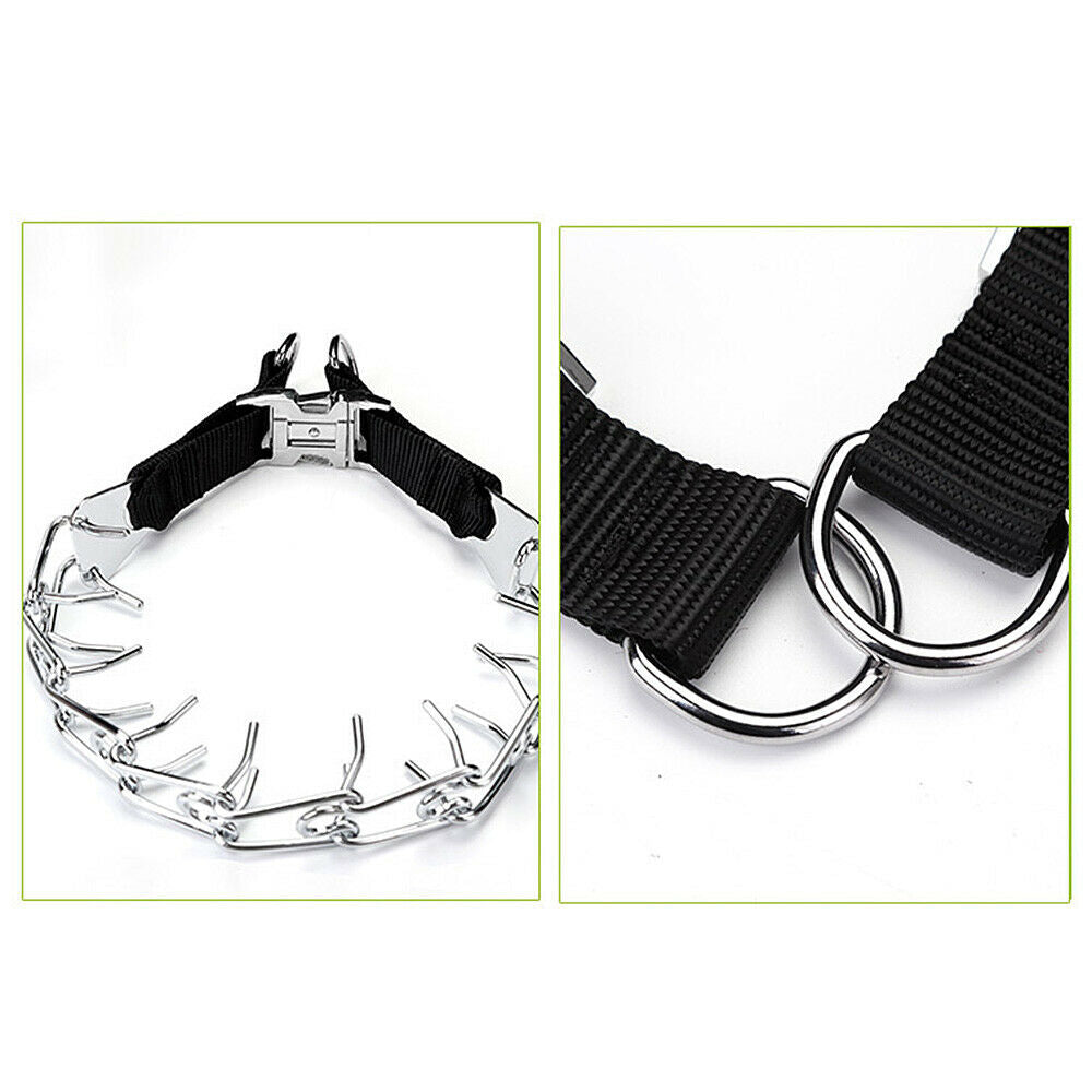 Iron Dog Pinch Prong Chain Collar Double D Type Training Choker Pet Supplies