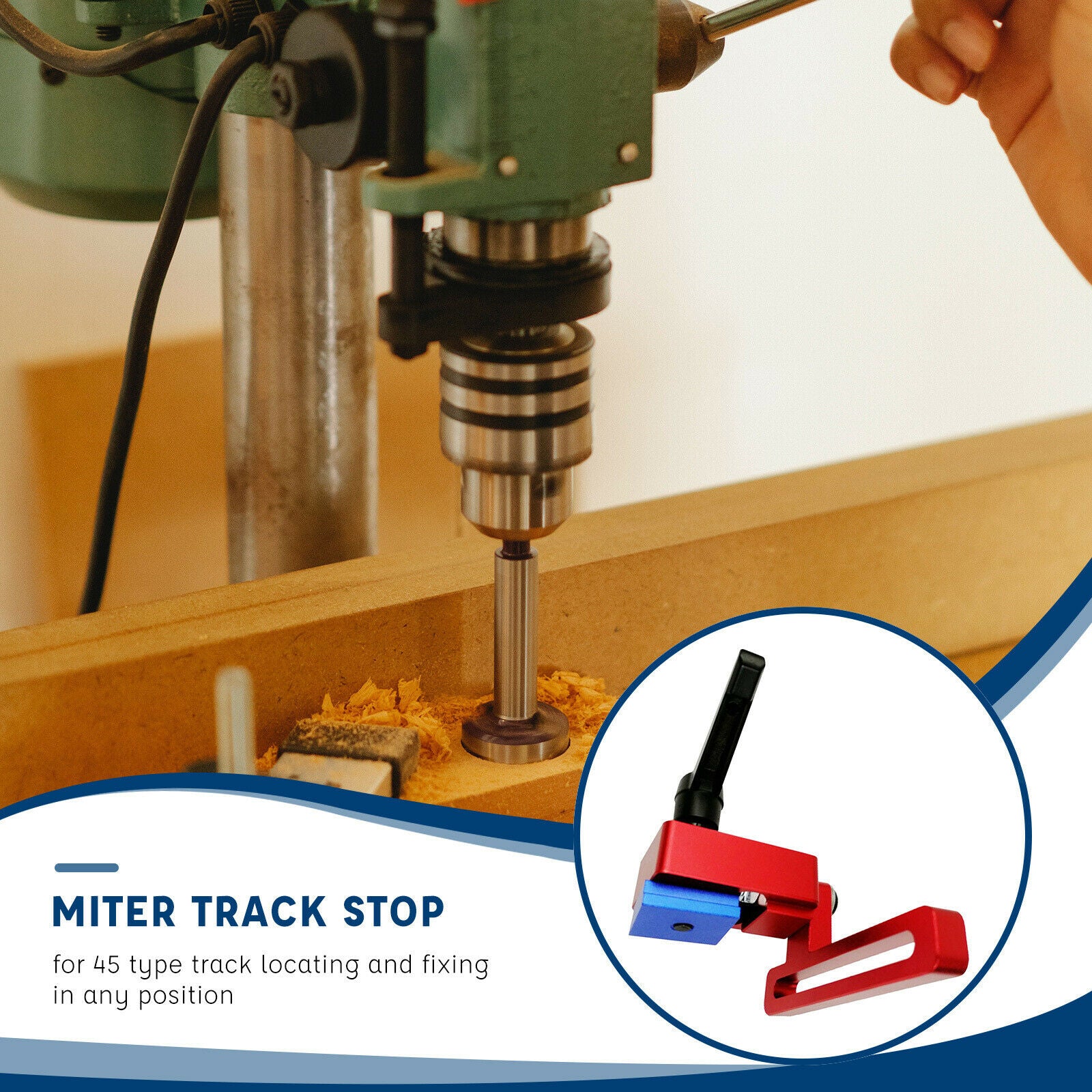 2 x Durable Aluminum Alloy Miter Track Stop 45 Type Woodworking Limiter