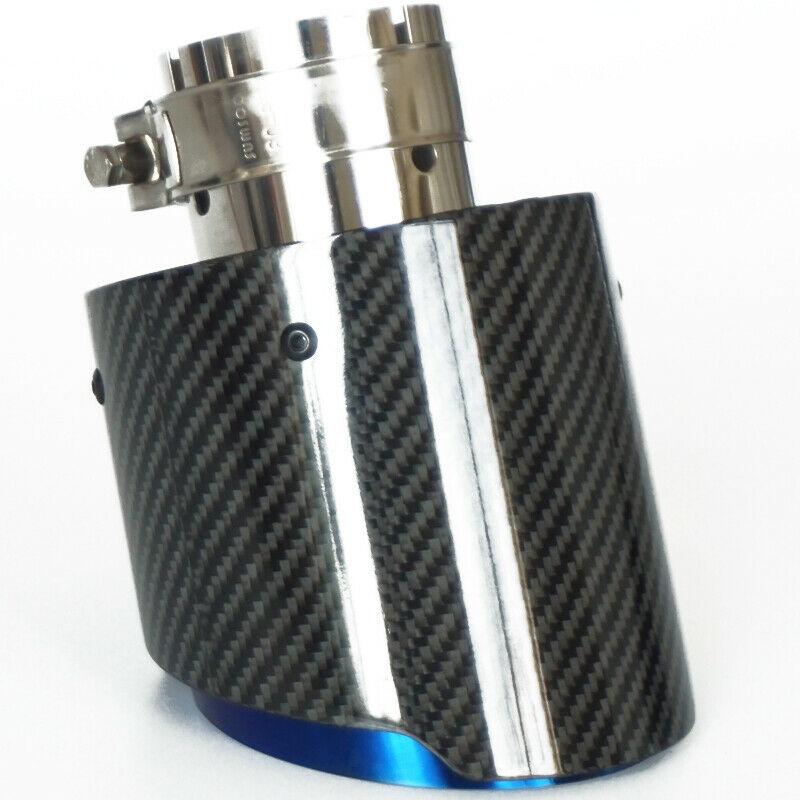 66mm Inlet Roasted Blue Carbon Fiber Steel Car Exhaust Pipe Tail Muffler End Tip
