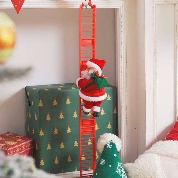 Santa Climbing Ladder Electric Santa Claus Climbing Rope Ladder Decoration