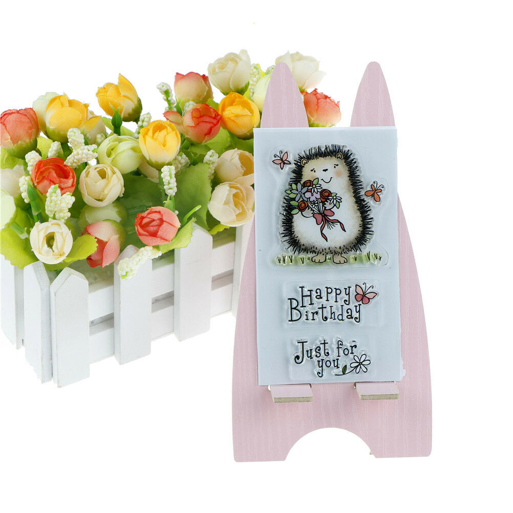 Hedgehog Happy Birthday Rubber Stamp Seal Scrapbooking Photo Album Dec*wkA Qx