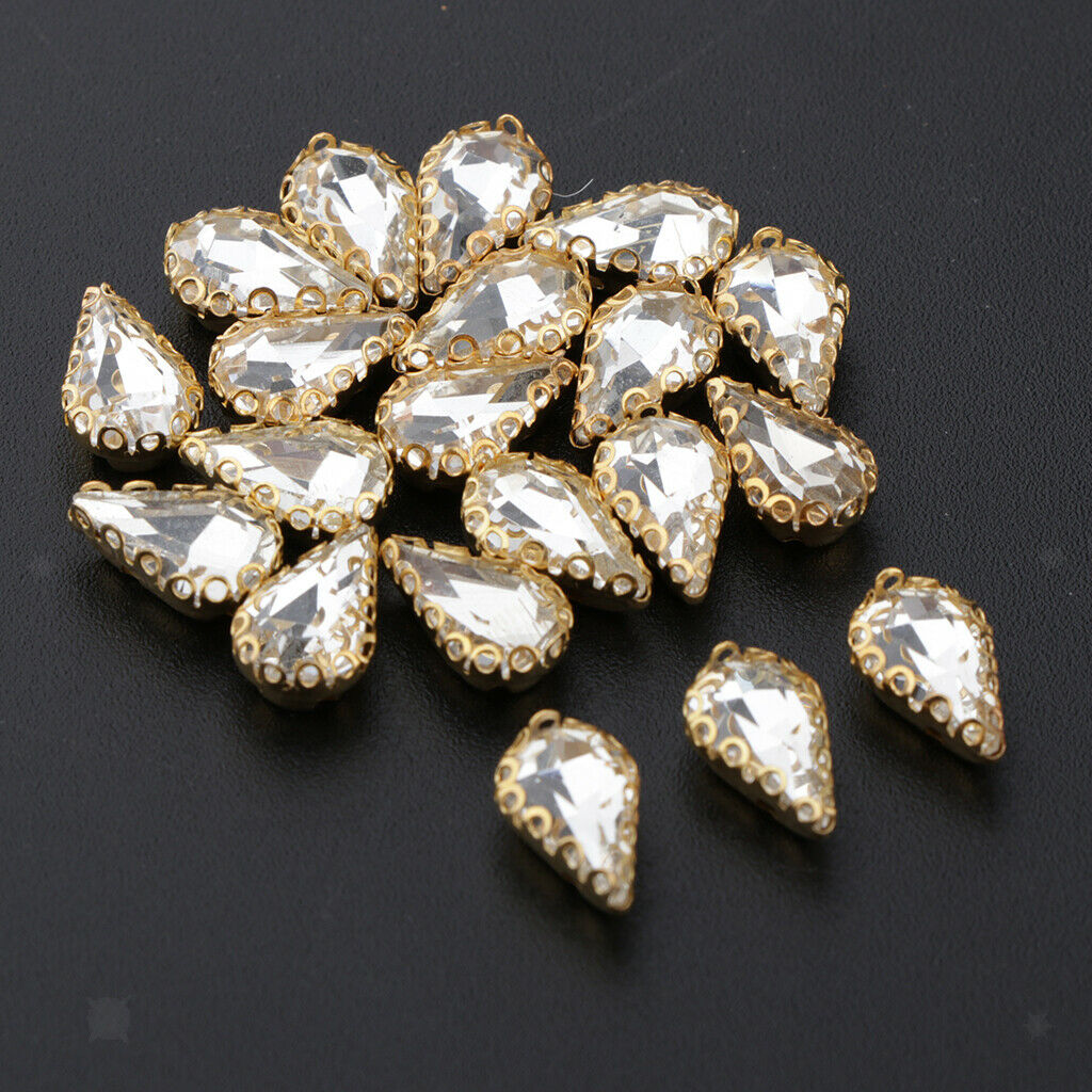 20pcs Loose Flatback Rhinestone Beads Buttons Crystal Trim Wedding Decor DIY