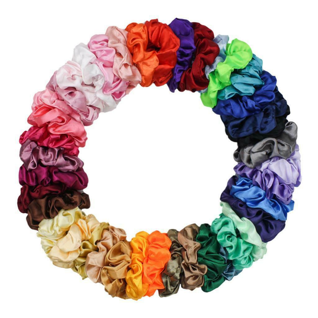 40x   Silky Hair Scrunchies Elastic Hair Ties Rope Band Bobble Scrunchy