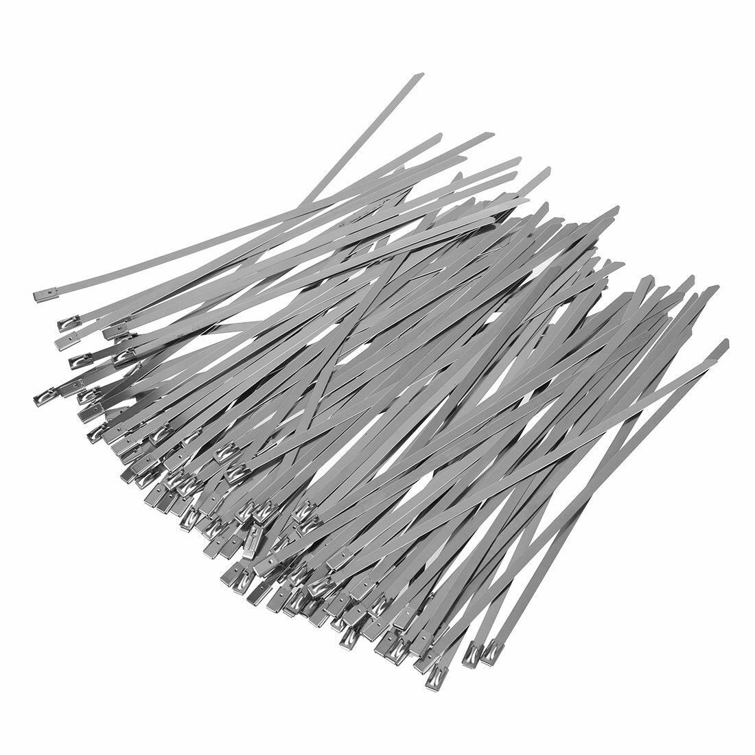 100pcs Stainless Steel Metal Exhaust Straps Cable Ties 201 Grade 7.9mmX400mm