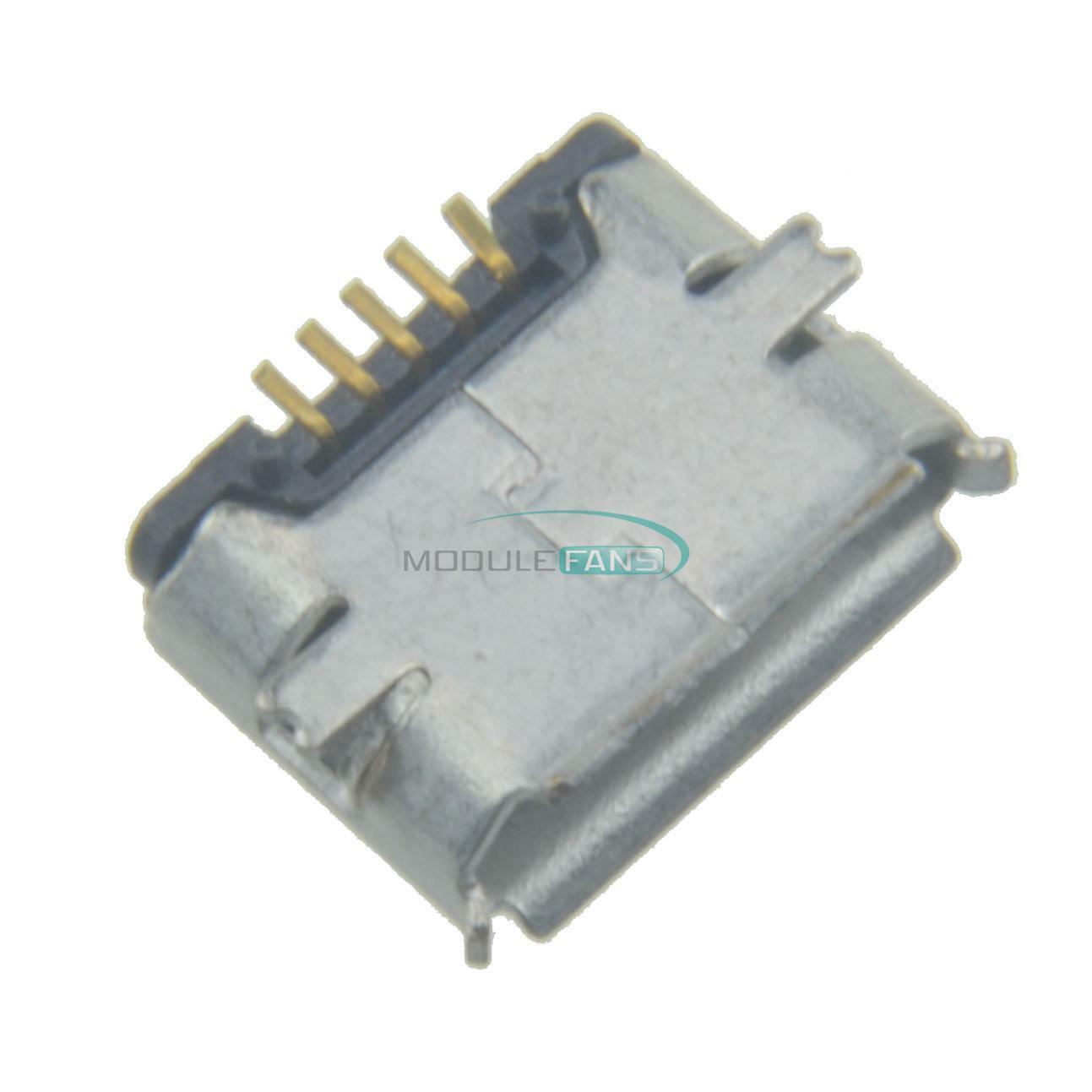 100Pcs Micro USB Type B Female 5Pin SMT Socket Jack Connectors Port PCB Board