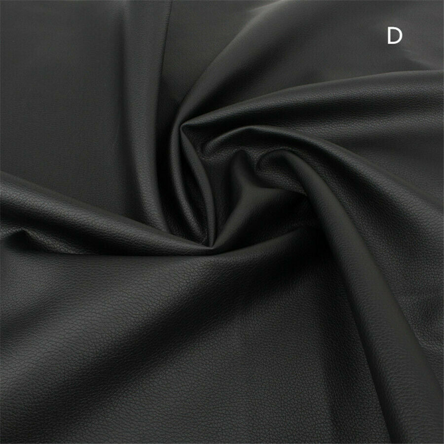 1 Sheet 27"x 39" PU Leather Glossy Black Grain Motorcycle DIY Seat Cover B style