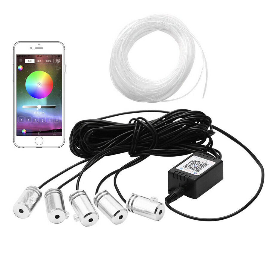 9in1 RGB LED 6M Car Interior Decor Neon EL Fiber Optical Strip Light App Control