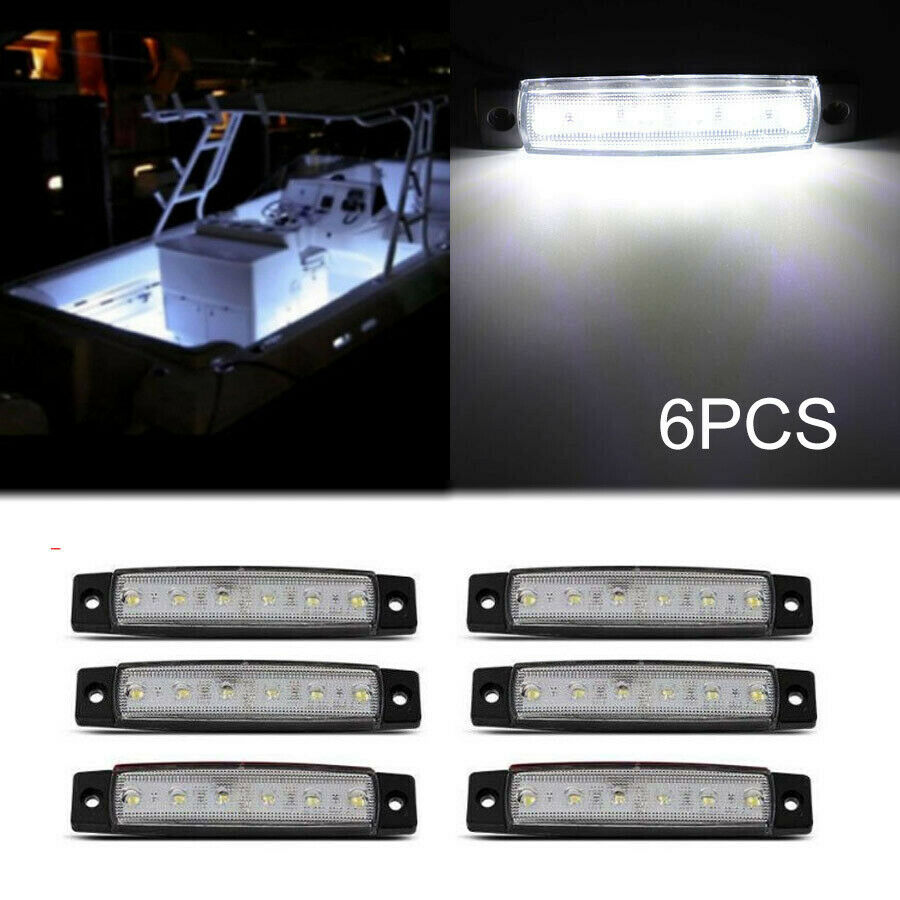 6pc Waterproof Marine Grade 12 volt Large  Cool White LED Courtesy Lights