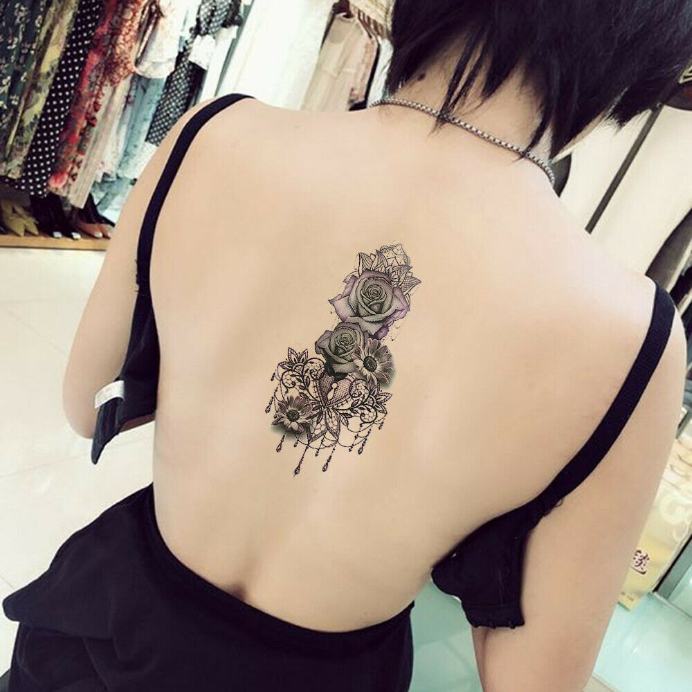 Sexy Purple Rose Flower Arm Leg Tattoo Women Temporary Body Art Tattoos Stickers