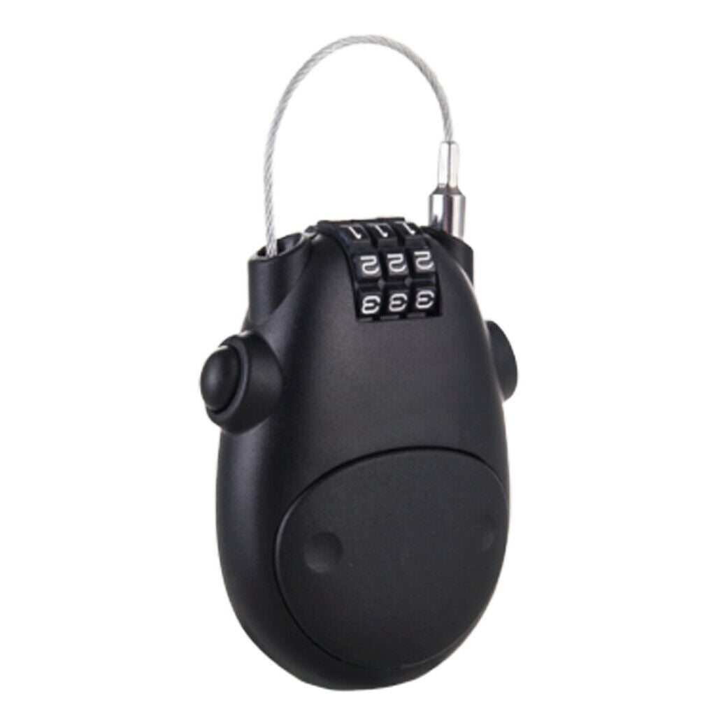 Retractable Code Combination Lock Steel Cable Wire Luggage Safety Black