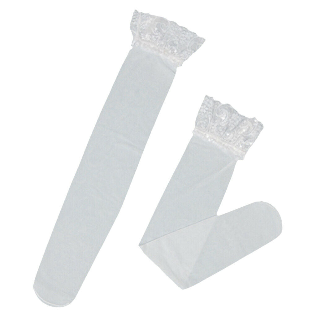 White Sheer Lace Top Thigh High Stockings