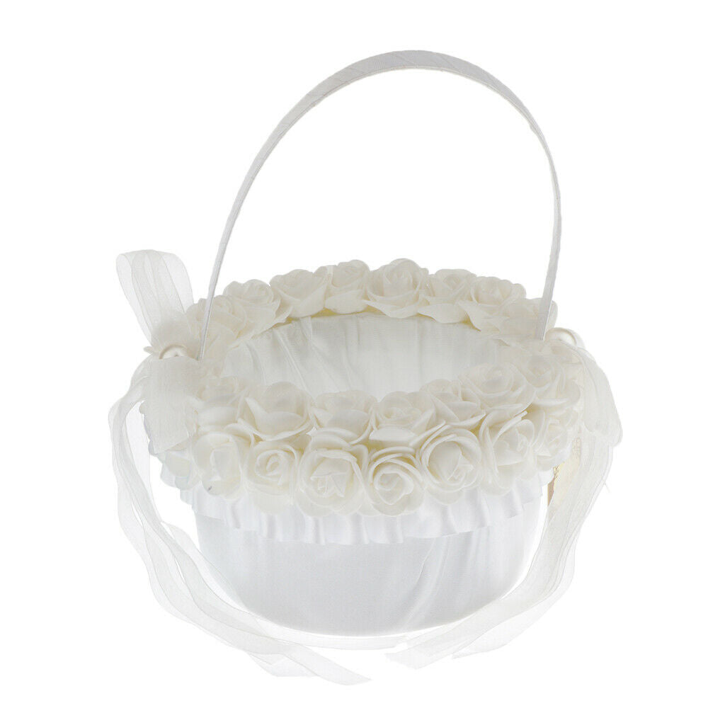 2x Wedding Beaded Flower Girl Basket Beading Engagement Supplies with Handle